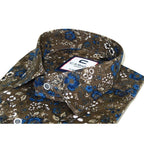 Men's Shirt By CASILA Turkey Cotton Blend Long Sleeves 501660-02 Olive Floral