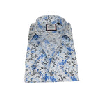 Men's Shirt By CASILA Turkey Cotton Blend Long Sleeves 501680-01 Blue Floral