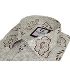 Men's Shirt By CASILA Turkey Cotton Blend Long Sleeves 501700-07 Brown Floral