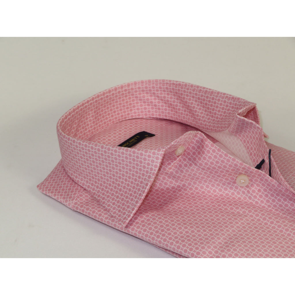 Mens European 100% Cotton Shirt Manschett Turkey Slim Fit 5018-03 Pink Circles