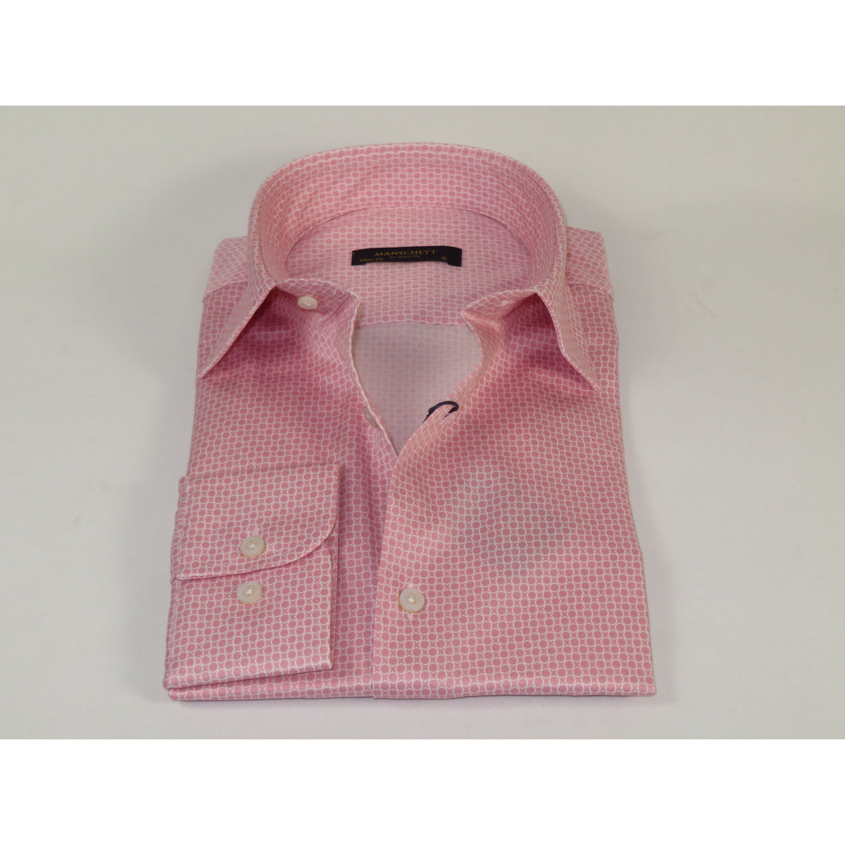Mens European 100% Cotton Shirt Manschett Turkey Slim Fit 5018-03 Pink Circles