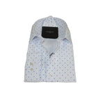 Men Shirt Hankie CASILA Turkey Cotton Blend 501850-01 White Blue Dots