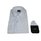 Men Shirt Hankie CASILA Turkey Cotton Blend 501850-01 White Blue Dots