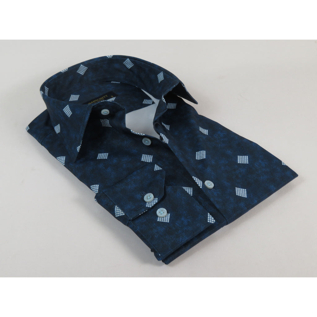 Mens Soft Touch Lycra Stretch Shirt Manschett by Quesste Turkey Slim Fit 5019-22 Teal Blue