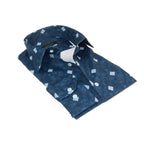 Mens Soft Touch Lycra Stretch Shirt Manschett by Quesste Turkey Slim Fit 5019-22 Teal Blue