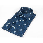 Mens Soft Touch Lycra Stretch Shirt Manschett by Quesste Turkey Slim Fit 5019-22 Teal Blue