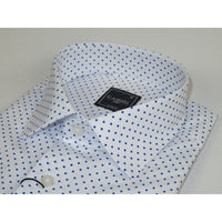 Men Shirt Hankie By CASILA Turkey Cotton Blend 501920-07 Royal Blue Polka Dots