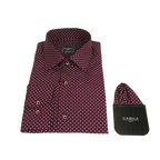 Men's Shirt Hankie CASILA Turkey Cotton Blend 501920-11 Burgundy Polka Dots