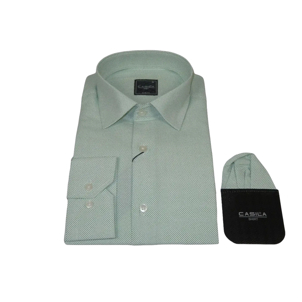 Men's Shirt, Hankie CASILA Turkey Cotton Blend 501970-07 Polka Dots Green
