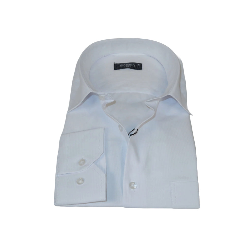 Men's Shirt By CASILA Turkey Cotton Blend Long Sleeves 501990-19 White Corded