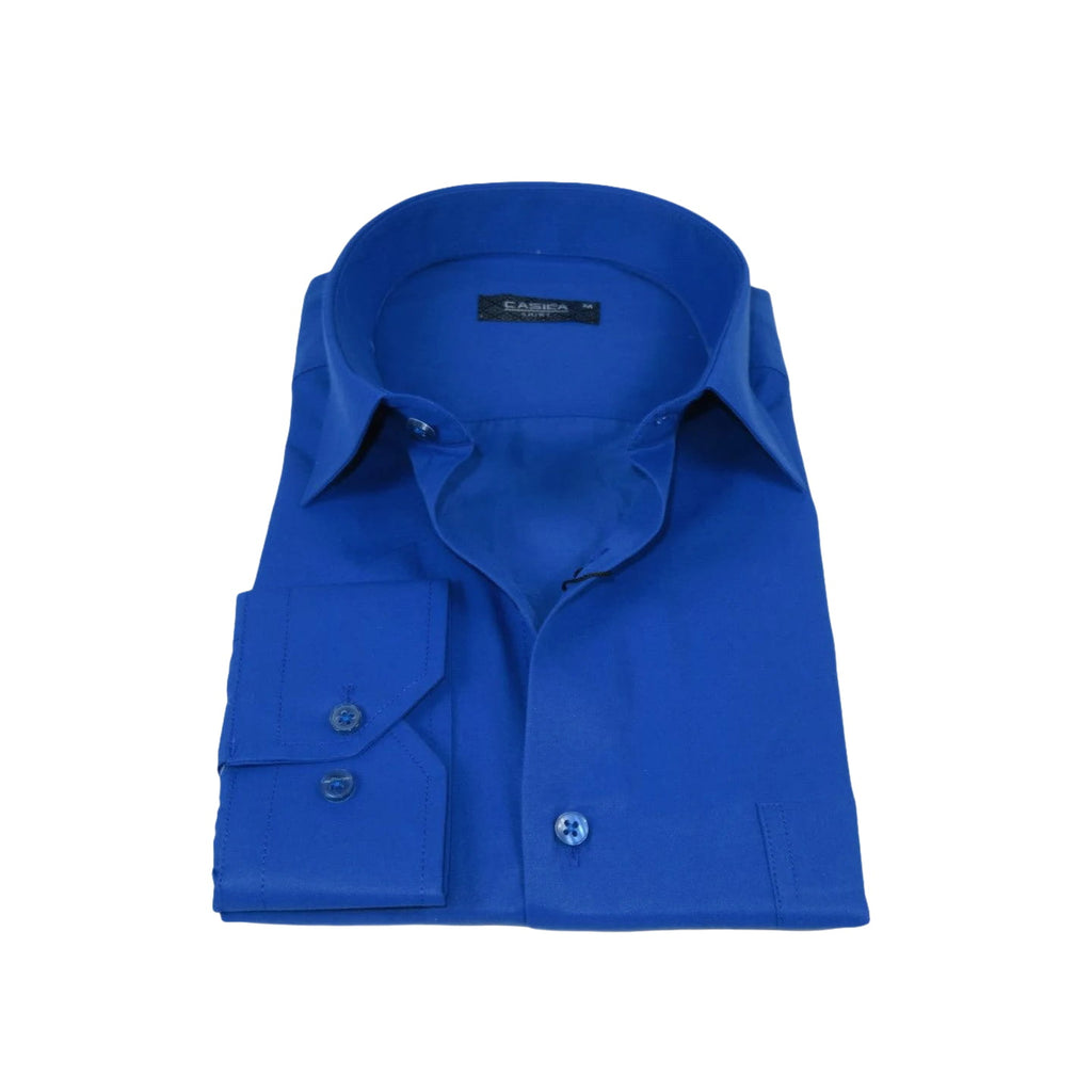 Men's Shirt By CASILA Turkey Cotton Blend Long Sleeves 502000-04 Solid Royal