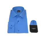 Men's Shirt, Hankie CASILA Turkey Cotton Blend Long Sleeves 502030-05 Solid Blue