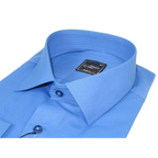 Men's Shirt, Hankie CASILA Turkey Cotton Blend Long Sleeves 502030-05 Solid Blue
