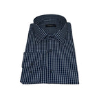 Men's Shirt By CASILA Turkey Cotton Blend Long Sleeves 502050-03 Navy Checker