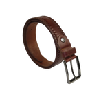 Men's Belt By PICCODER Turkey Genuine Leather Stitched 5021 Brown