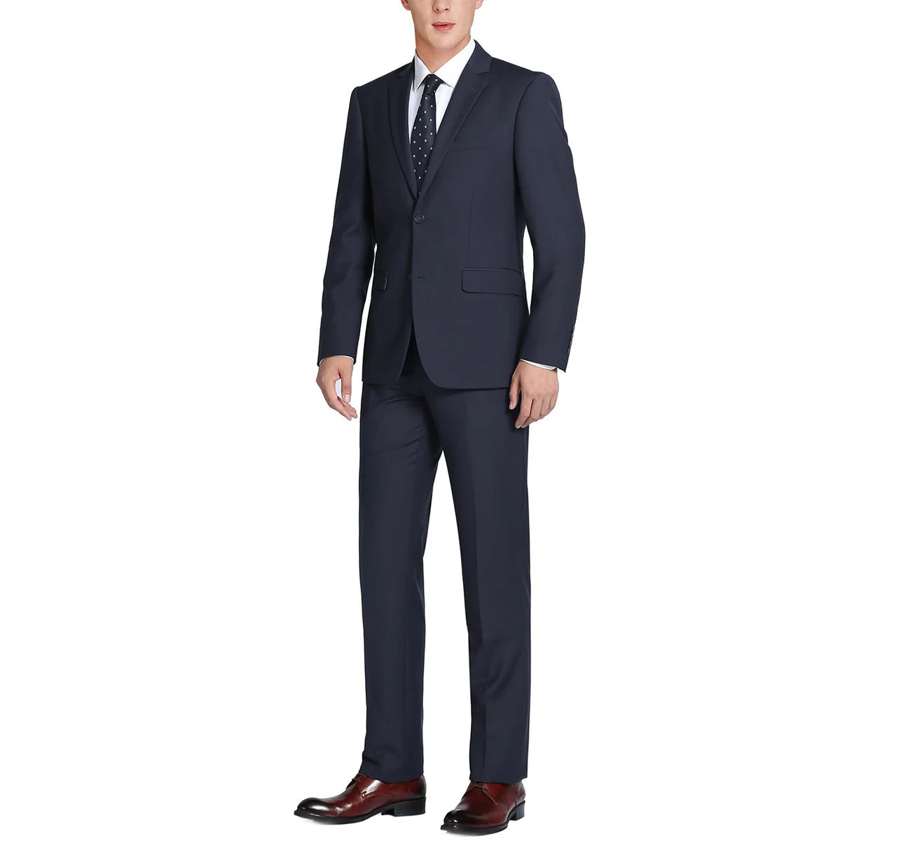Men Renoir Suit Super 140s Soft Wool 2Butto Classic Fit 508-02 Dark Navy 38Short