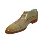 Men's Giovanni Shoes High Quality Leather/Fabric Cap Toe REED Natural Tan