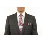 Men Renoir Suit Super 140 Wool Side Vent Classic Fit English Plaid 559-2 Gray