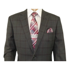 Men Renoir Suit Super 140 Wool Side Vent Classic Fit English Plaid 559-2 Gray