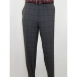 Men Renoir Suit Super 140 Wool Side Vent Classic Fit English Plaid 559-2 Gray