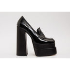 The Latino Black Leather Platform Heel Pump Women Shoe Final Sale!