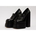 The Latino Black Leather Platform Heel Pump Women Shoe Final Sale!