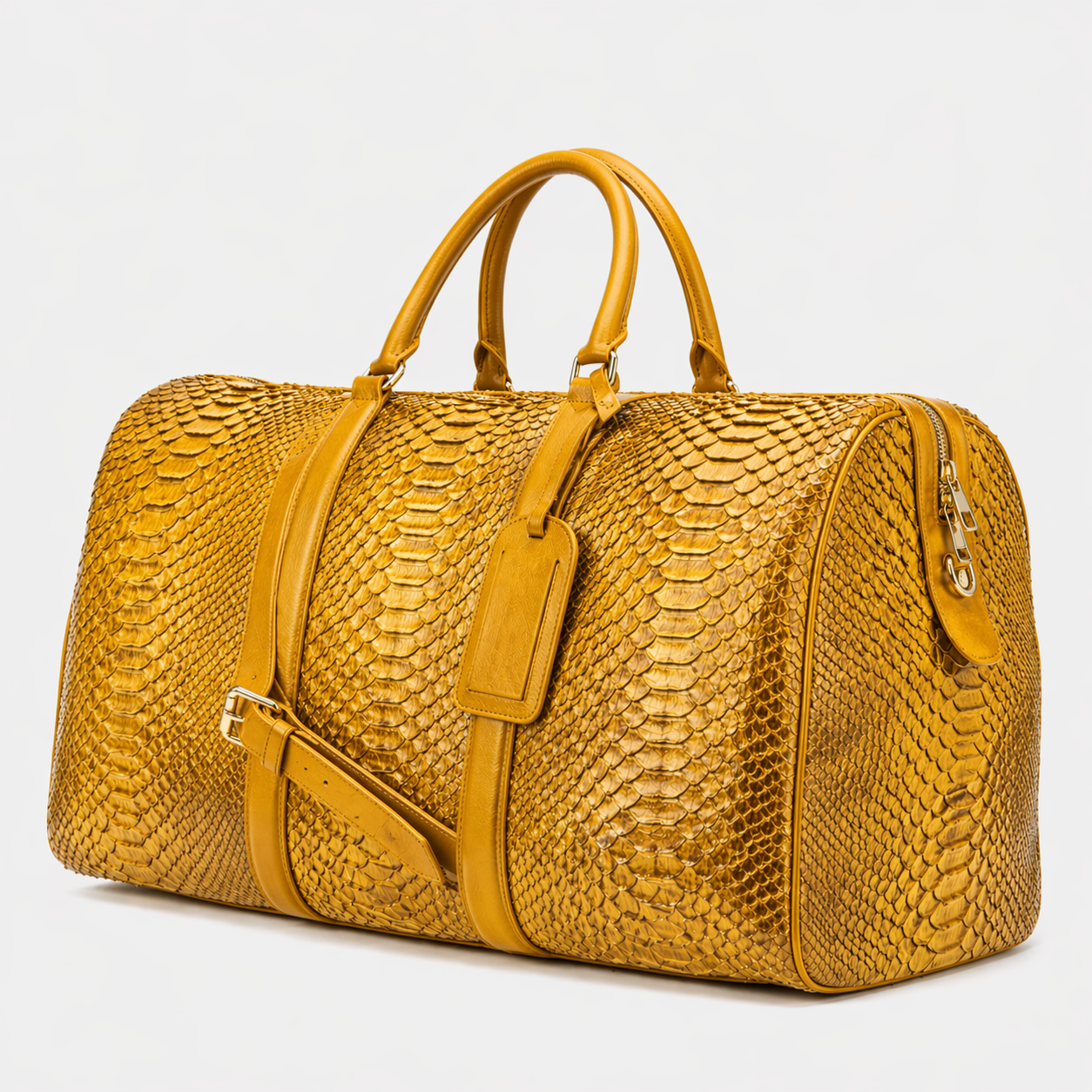 The Velar Yellow  Hand-Painted Python Leather Weekender Bag