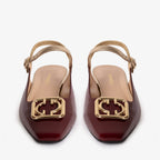 The Rosalinda Burgundy Patent Leather Women Flat Slingback Sandal