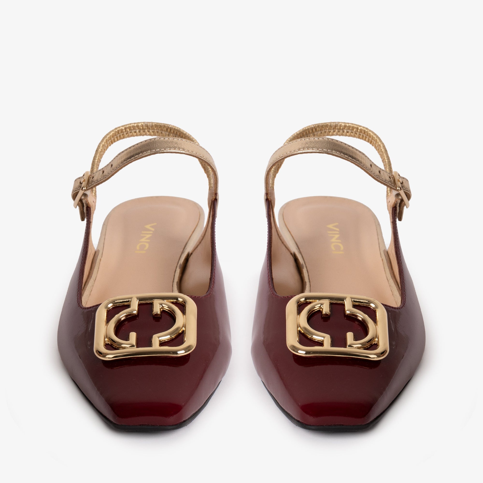 The Rosalinda Burgundy Patent Leather Women Flat Slingback Sandal