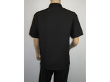 Men Silversilk 2pc walking leisure Matching Suit Italian woven knits 51016 Black