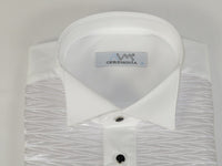 Mens CEREMONIA Tuxedo Shiny Shirt 100% Cotton Turkey Slim Fit #STN 13 PLA white