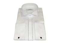 Men CEREMONIA Tuxedo Shirt Rhinestone 100% Cotton Turkey #stn 133 White Wing tip