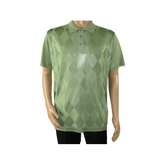 Mens Polo Shirt Slinky Sheer Short Sleeves Soft Touch by Stacy Adams 3703 green