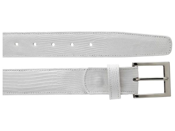 Men's Belvedere Genuine Lizard Belt Style 2003 Adjustable size upto 44 In. White