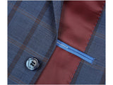 Mens Suit by RENOIR English Plaid Window Pane European Business 291-19 Blue Rust