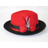 Mens Bruno Capelo Dress Hat Australian Wool Fedora Caesar CA345 Red black