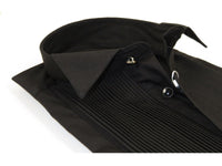 Men CEREMONIA Tuxedo Shirt 100% Cotton Turkey #CVS 15 ATP Black Wing Tip Pleated