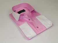Men 100% Cotton Shirt CIERO MONTERO Turkey #STN 05 Pink/White Collar Slim Fit