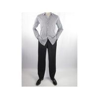 Men Makrom Shirt Cotton Blend wrinkle less Long Sleeves Stripe 6487 Black white