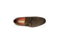 Men's Stacy Adams Taylen Plain Toe Monk Strap Casual Shoes Brown Suede 25589-245