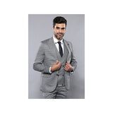 Men 3pc European Vested Suit WESSI by J.VALINTIN Extra Slim Fit JV21 gray silver