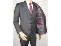 Men Suit BERLUSCONI Turkey 100% Italian Wool Super 180's 3pc Vested #Ber12 Gray