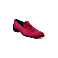 Stacy Adams Savion Plain Toe Velour Slip On Party Shoes Cranberry 25613-608