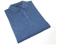 Men PRINCELY Soft Merinos Wool Sweater Knits Lightweight Polo 1011-40 Denim Blue
