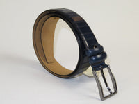 Men Navy Blue Genuine Leather Belt PIERO ROSSI Turkey Soft Full Grain #Navy line