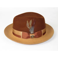 Men Bruno Capelo Hat Australian Wool Pinch Front Fedora Caesar Brown Camel CA342