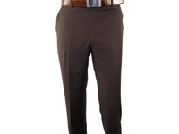 Mantoni Mens Flat Front Pants All Wool Super 140's Classic Fit 40901 brown new