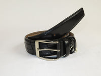 Men Genuine Leather Belt PIERO ROSSI Turkey Soft Full Grain Stitched #137 Black