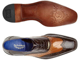 Belvedere Genuine American Alligator ,Eel Wing Wing Tip Shoes Varo Chocolate/Tan