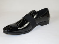 Men Santino Luciano Formal Shoes Patent Leather Shiny Slip on Loafer C356 Black